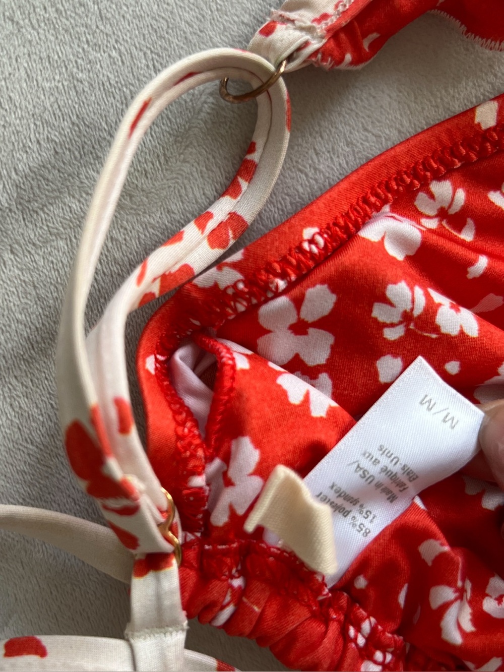Eberjey Red Floral Ruffle Bikini Top - Medium - Picture 4 of 4